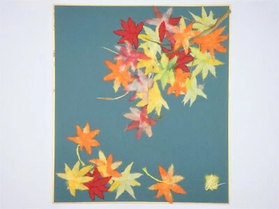 Collage washi papier japonais Chigiri-e Hari-e fait main Shikishi Art érable ... - Photo 1/4