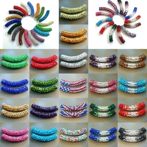 2 Stck. Gebogene Röhre Tschechische Kristall Strass Pflaster Armband Verbinder Charm Perlen - Bild 1 von 44