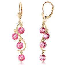 4.95 Carat 14K Solid Gold Chandelier Earrings Natural Pink Topaz