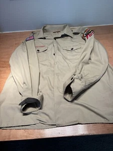 Boy Scouts Of America Uniform Shirt Men's Sewn Patch Scout Button Long Sleeve XL - Picture 1 of 5