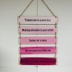 Rosa Holz inspirierende tägliche Affirmation Wandkunst hängende Dekor erhebend  - Bild 1 von 7