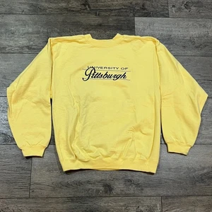 Vintage 90er Cotton Exchange University of Pittsburgh gelbes Sweatshirt USA Medium - Bild 1 von 6