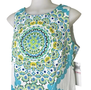 London Times Women’s Sz 10 Multicolor Sleeveless Stretch Cotton Shift dress - Picture 1 of 10