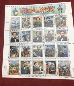 1994 "AMERICAN CIVIL WAR" Sheet of 20 brand new US Postal Stamps - Picture 1 of 8