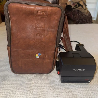 Cámara Polaroid 600 Land Serie 640 Vintage Correa Negra Estuche de Cuero Kodak Retro Foto 1 de 4