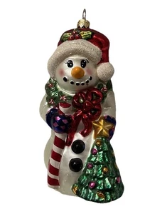 Christopher Radko Schneemann Stechpalme Tag Ornament 6,5" mundgeblasenes Glas Weihnachten - Bild 1 von 6