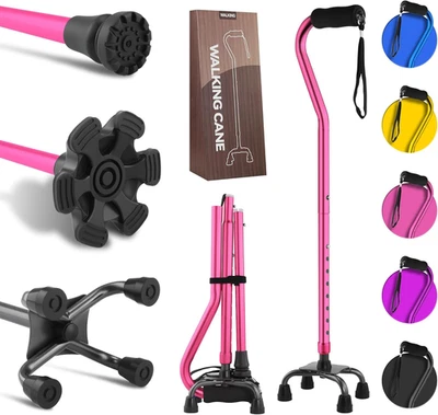 Walking Canes Stablize Women Quad Canes for Seniors & Adults Foldable Adjustable - Image 1 of 4