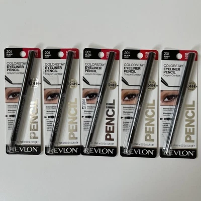 (5) SEALED REVLON ColorStay Pencil Eyeliner 24hr Wear Waterproof #201-Black - Image 1 of 2