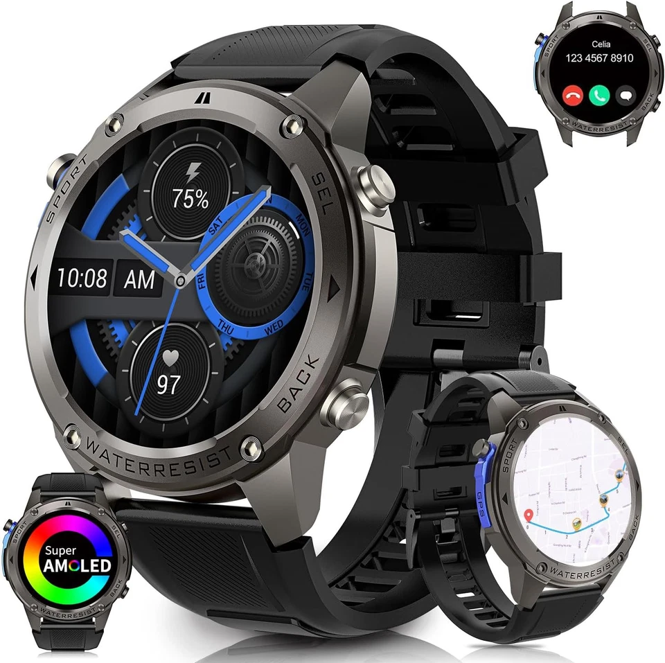 Smart Watch Con GPS, 50M Impermeabile Rispondere/Fare Una Chiamata, Robusto Fitn - Immagine 1 di 4