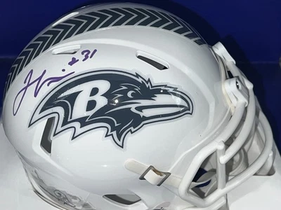 JAMAL LEWIS BALTIMORE RAVENS PSA AUTHENTIC SALUTE TO SERVICE SIGNED MINI HELMET - Image 1 of 2