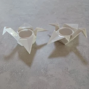 Par de grúas de cerámica Origami - Candelabros Votivos Insense - Blanco LEER DESCRIPCIÓN - Imagen 1 de 16