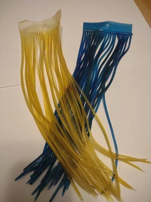 2 faldas de arrastre de señuelo de pesca de agua salada en alta mar (1 azul y 1 amarillo) Foto 1 de 4