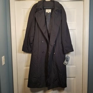 NWT London Fog Classic Double Breasted Navy Blue Trench Rain Coat Mens 44R - Picture 1 of 17