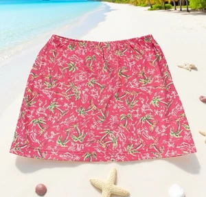 VTG Lilly Pulitzer Palm Tree Skirt Women Size M Pink Jersey Knit Preppy Beachy - Picture 1 of 8