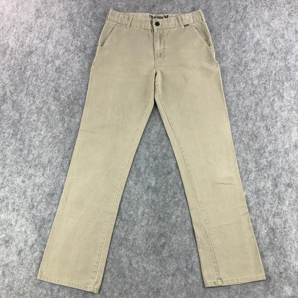 Pantalones de mezclilla Hurley para jóvenes niños talla 16 tostados flexibles elásticos rectos ajustables cintura elástica Foto 1 de 4