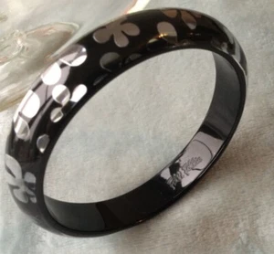 Rare Vintage Folli Follie Inclusion Bangle Black and Silver Logo with Dust Bag - Picture 1 of 9