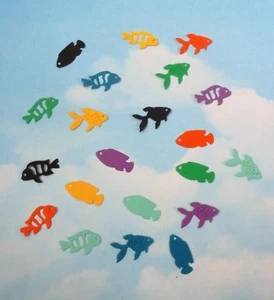 Die Cut cuts x 21, mini fish, mixed colour, card making, topper, embellishment - Picture 1 of 4