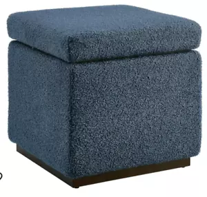 18" Lucinda Transitional Square Wood & Boucle Upholstered Storage Ottoman Dark - Picture 1 of 6