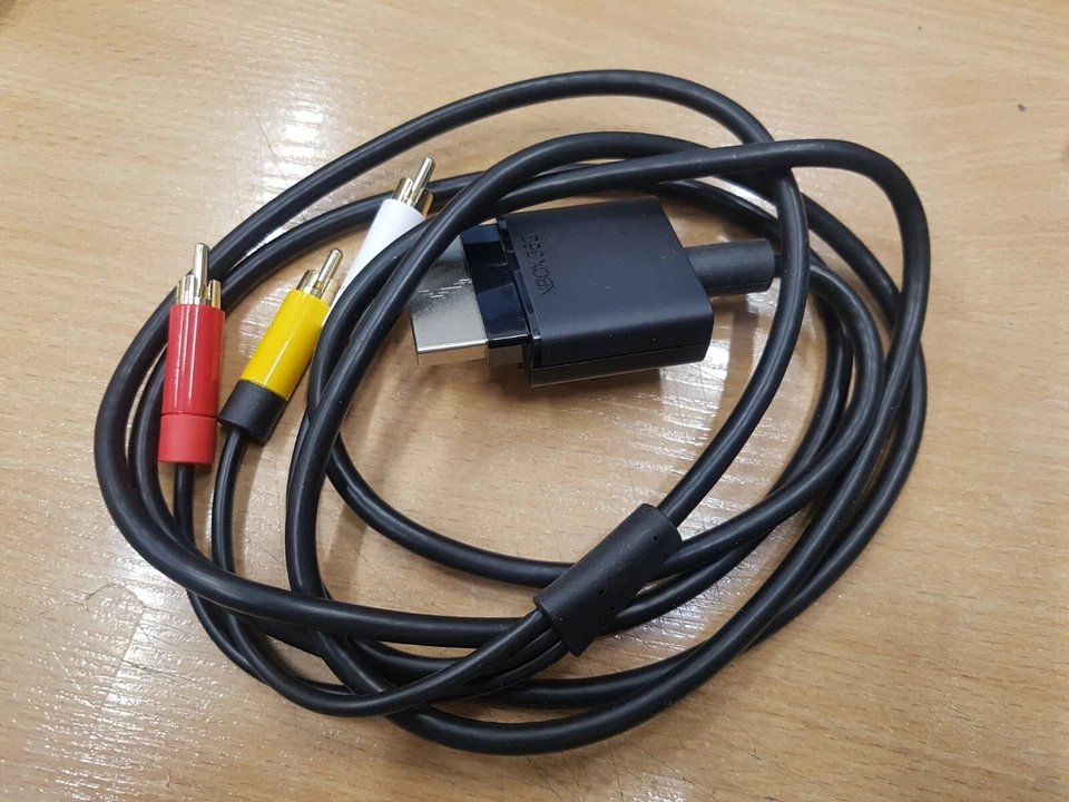 MICROSOFT XBOX 360 Slim OFFICIAL COMPOSITE AV CABLE GENUINE CONSOLE TV LEAD - Image 1 of 1