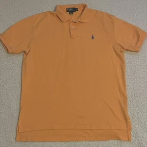 Ralph Lauren Polo Shirt Mens Large Light Orange Blue Pony Cotton Golf - Picture 1 of 10