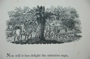 1800 . THOMAS BEWICK. ELABORATE WOOD ENGRAVING FOR 'THE CHASE' - Picture 1 of 3