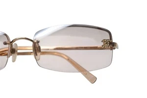 CHANEL 4093-B Rimless Sunglasses Gold Frame Brown Lens Rhinestone Coco Logo - Picture 1 of 9