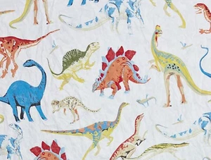 POTTERY BARN KIDS Dinosaur Twin Flat Sheet Multicolor Cotton 2012 - Picture 1 of 4
