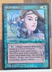 Vintage MTG Magic The Gathering Card Elvish Hunter Signed Susan Van Camp 1994 - Picture 1 of 3