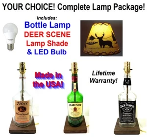 IHRE WAHL Schnaps Bar Flasche Tischlampe mit HIRSCH Schirm & LED Glühbirne - Bild 1 von 5