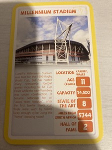 TOP TRUMPS TOURNAMENT SOUTH AFRICA 2010  STADIUMS  MILLENNIUM STADIUM 