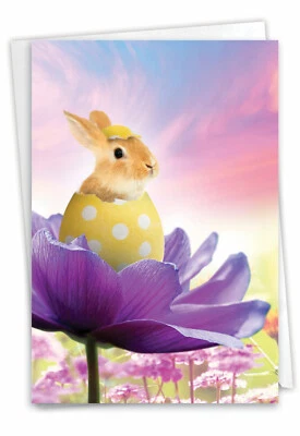 Easter Greeting Card with 5" x 7" w/ Envelope (1 Card) Hatching Rabbits - Flower - Image 1 of 4