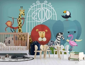 3D Cartoon Animal Wallpaper Wall Mural Self-adhesive Removable 556 - Picture 1 of 4
