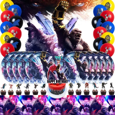 Godzilla x Kong Birthday Party Supplies Set Balloons Cake Toppers Banner Vinyl - Image 1 of 4