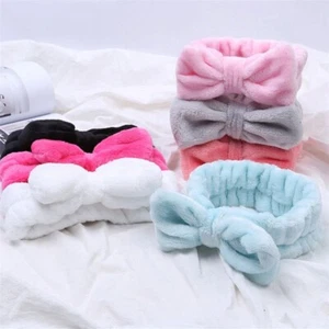 Diademas cosméticas de franela diadema elástica para lavarse la cara, ducha, spa, maquillaje - Imagen 1 de 7