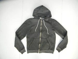 Vtg AMERICAN APPAREL Static Gray USA-MADE FULL-ZIP HOODIE Gym Sweatshirt Women S - Picture 1 of 7