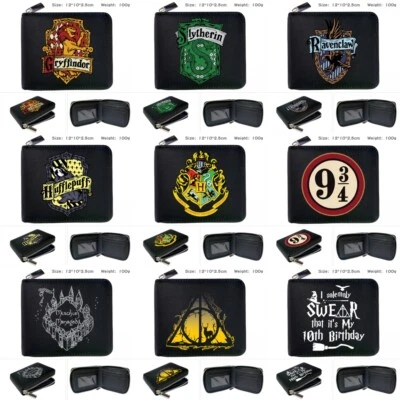 Harry Potter Hogwarts Leather Wallet Men Zip Photo Card Cartoon Purse Money Clip - Image 1 of 4