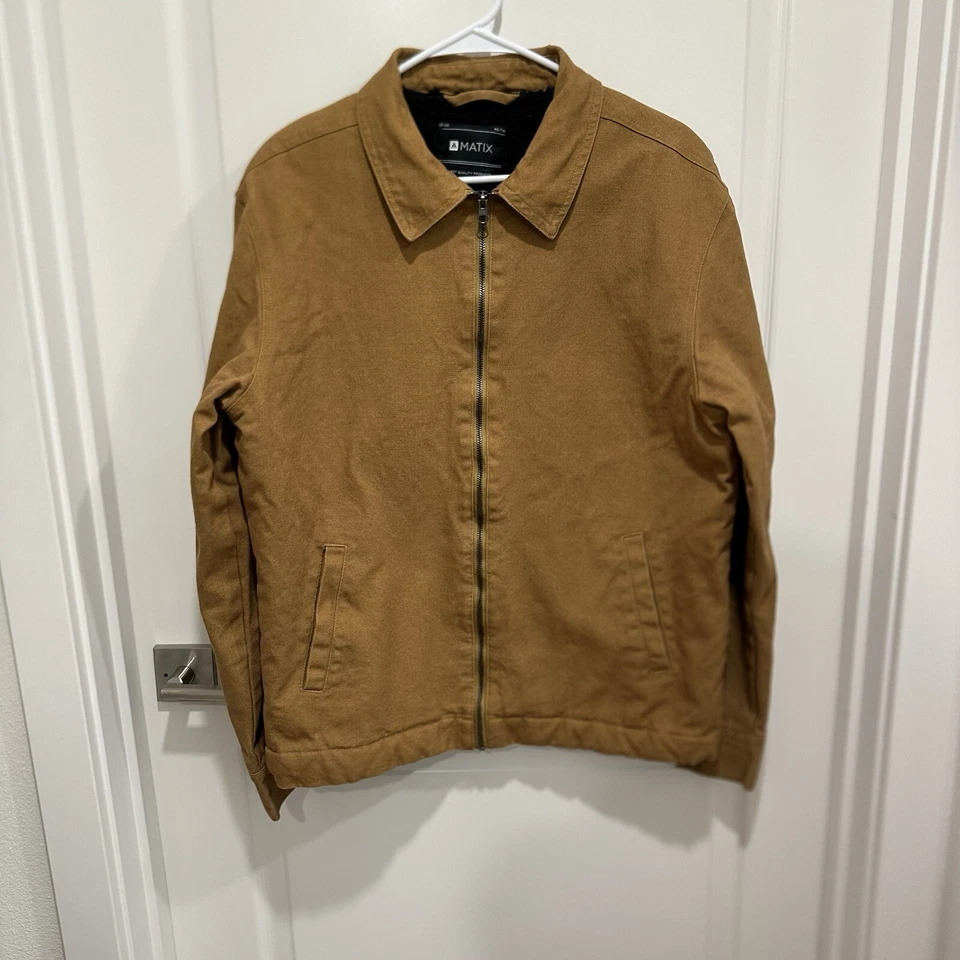 Matix Jacket Camel Brown Men's Large Full Zip Pockets Collared Canvas  - Image 1 of 4