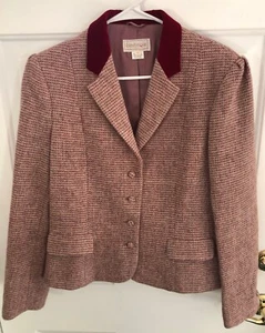 Vintage Damen 70er 80er Wollblazer Gr. 14 Mauve Tweed Hahnentritt gefüttert CLAYBROOKE - Bild 1 von 11