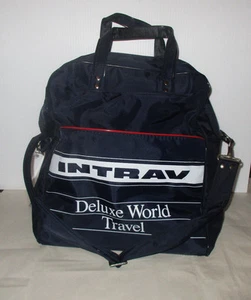 Vintage Intrav Deluxe World Travel Bag Blue Handle Strap Side Pocket Zipper - Bild 1 von 6