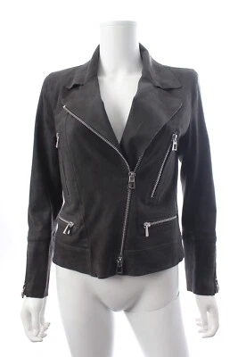 Chaqueta motera de cuero Sylvie Schimmel / gris Foto 1 de 4