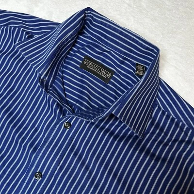 Donald Trump Signature Collection Men (Med) 15.5" Blue Stripe Long Sleeve Shirt - Image 1 of 4