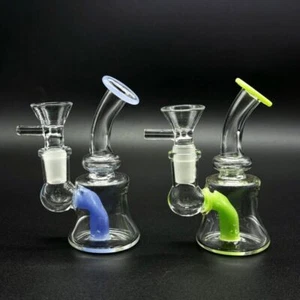 MINI 4" Unique Creamy Glass Bong Water Pipe Smoking Filter Hookah Bubbler W/Bowl - Foto 1 di 16