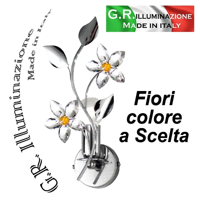 APPLIQUE MODERNA CROMATA 1 LUCE LAMPADA DA PARETE CROMO CRISTALLO BAGNO Sara - Immagine 1 di 4