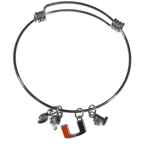 Miami Hurricanes Wire Bangle Bracelet with Charms NCAA Licensed Jewelry Cover