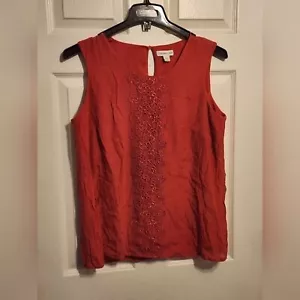 Coldwater Creek Shell Top Plus Size 16 Lace Detail Magenta Lined Keyhole Back - Picture 1 of 4
