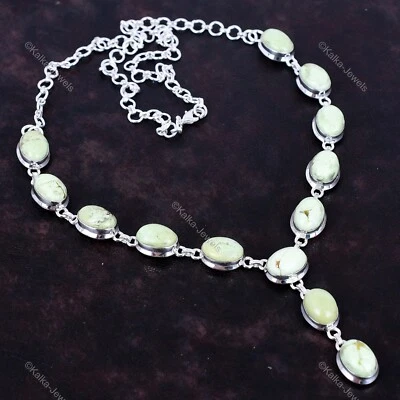 Collar de plata esterlina 925 corazón chakra limón crisoprasa piedra cadena joyería Foto 1 de 4