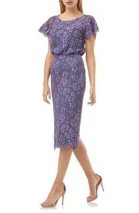 JS COLLECTIONS 12 Flutter Sleeve Lace Blouson Cocktail Dress NWT $248 - Picture 1 of 4