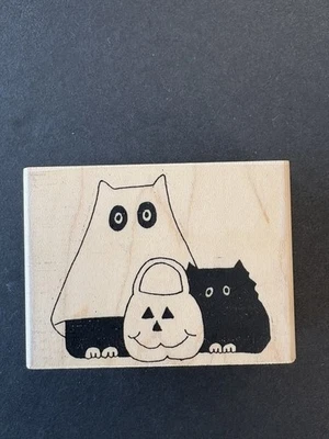 Sello de goma Paula Best Cat Spook and Friend RARO gatos calabaza Halloween 9510-L Foto 1 de 4