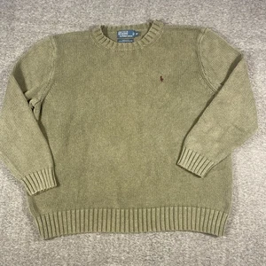 Polo Ralph Lauren Verde Grueso, 100% Algodón Abuelo Suéter Talla 3xB Grande - Imagen 1 de 7