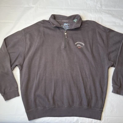 Tommy Bahama 成人毛衣大号灰色 1/4 拉链长袖套衫休闲 — 第 1/4 张图片